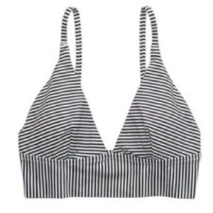 Aerie Black and White Striped Swim Top